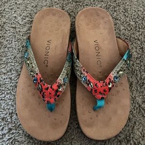 Coral teal vionic sandals